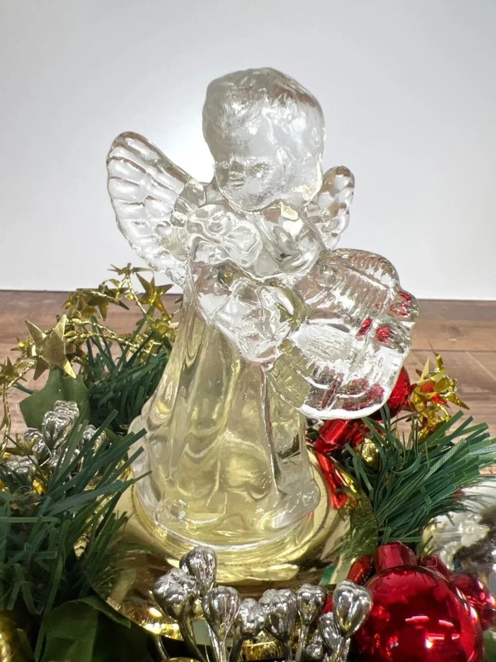 Angel Trio Centerpiece By House Of Lloyd With Glass Figurines And Holiday Decor